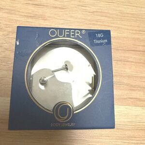 Oufer 18G Titanium Labret Stud Body Jewelry Clear CZ Flat Back Piercing Silver